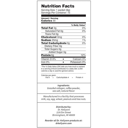 Dr. Kellyann Grass-Fed Collagen Instant Coffee (15 Packets) - Keto & Paleo Friendly - Sugar free, Dairy free, Grain Free - Brazilian Collagen Coffee-to-Go
