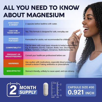 Magnesium Glycinate - Sleep & Relaxation Support - Extra Strength Glycinate, Glycine & Taurine 1500 mg - Magnesium Supplement for Women & Men - Chelated & High Absorption - Lab Tested - 120 Capsules