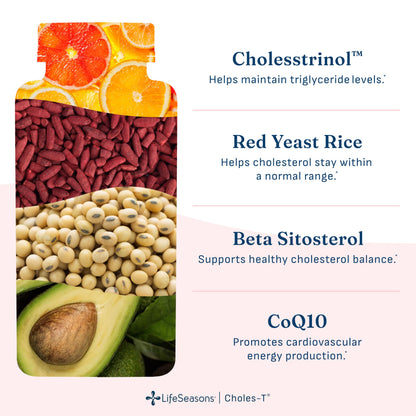 LifeSeasons Choles-T - Cholesterol Support Supplement - Supports Healthy Cholesterol Levels & Enhances Liver Function - Red Yeast Rice, CoQ10, Guggul & Phytosterols - 90 Capsules / 30-Day Supply