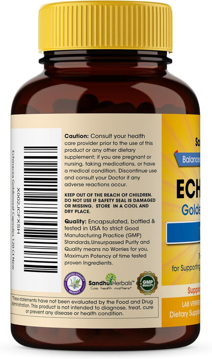 Echinacea Goldenseal 1000 Mg 120 Capsules | Immune System Support Respiratory Response Inflammatory Response Supplement