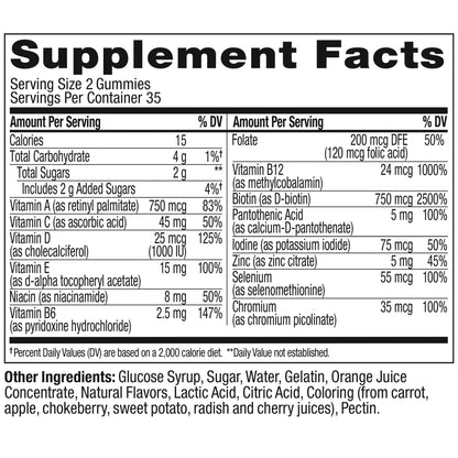 OLLY Teen Girl Multi Gummy, Healthy Skin and Immune Support, 15 Essential Vitamins