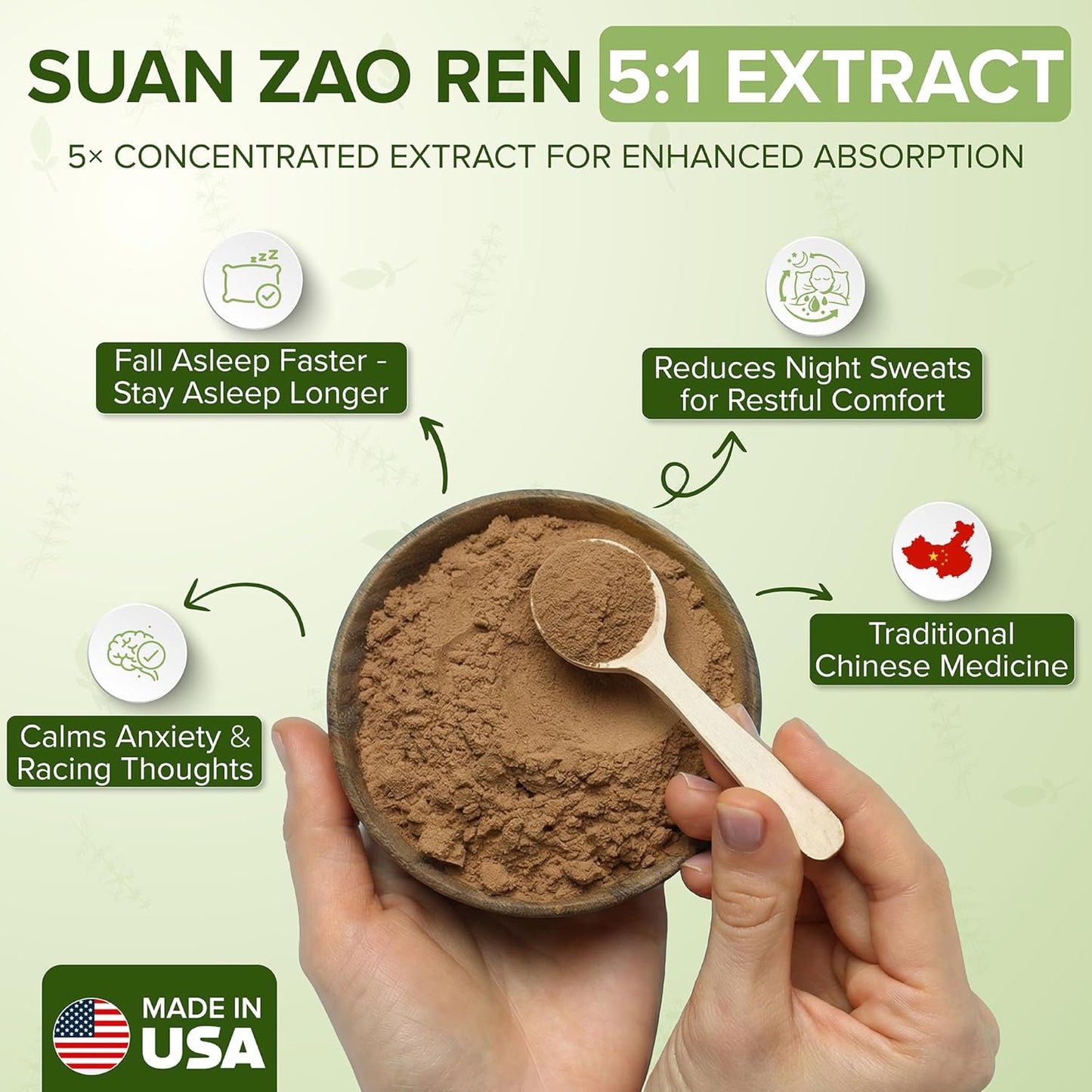 Organic Suan Zao Ren 5:1 Extract (Sour Jujube Seed)- Premium Natural Sleep Aid for Occasional Sleeplessness, Stress Relief & Night Sweats- Calms The Spirit (Shen)- Non-Habit forming (4oz)