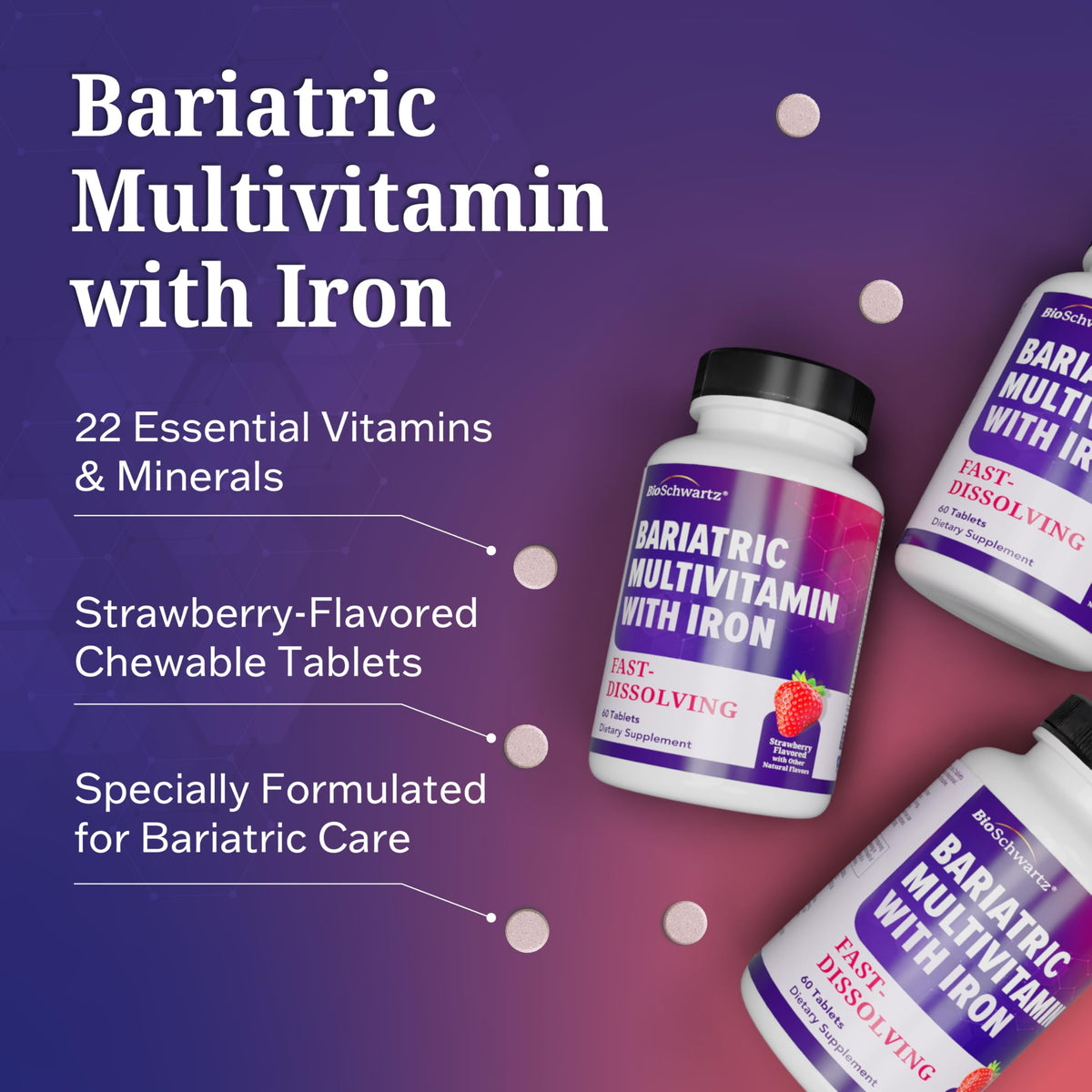 Bariatric D3 K2 Dissolvable Tablets - 90 Cherry-Strawberry Tablets