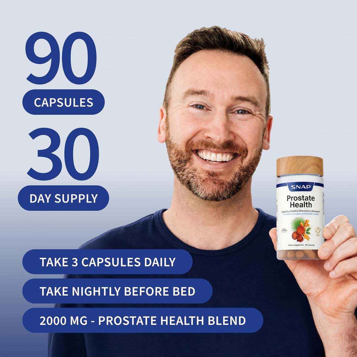 Snap Supplements Prostate Health Supplements for Men, 90 Vegan Capsules | Supports Urinary Tone and Healthy DHT Balance, Saw Palmetto for Men, Stinging Nettle, Beta-Sitosterol, Non-GMO, Gluten-Free