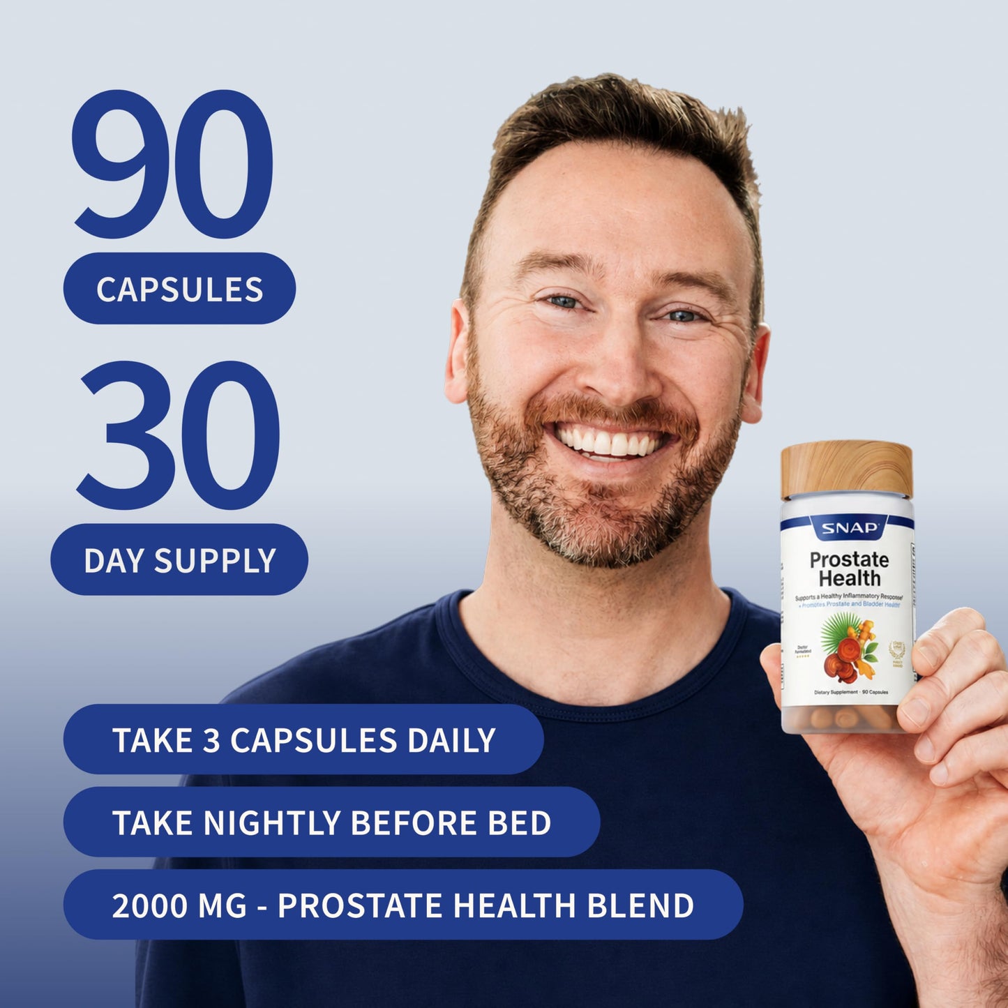 Snap Supplements Prostate Health Supplements for Men, 90 Vegan Capsules | Supports Urinary Tone and Healthy DHT Balance, Saw Palmetto for Men, Stinging Nettle, Beta-Sitosterol, Non-GMO, Gluten-Free