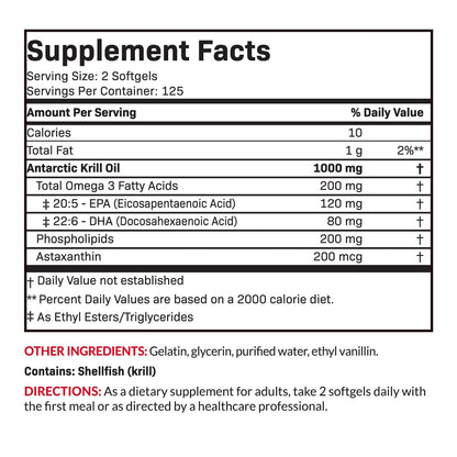 Futurebiotics Antarctic Krill Oil 1000mg with Omega-3s EPA, DHA, Astaxanthin and Phospholipids - Premium Krill Oil Heavy Metal Tested, Non GMO – 90 Softgels (45 Servings)