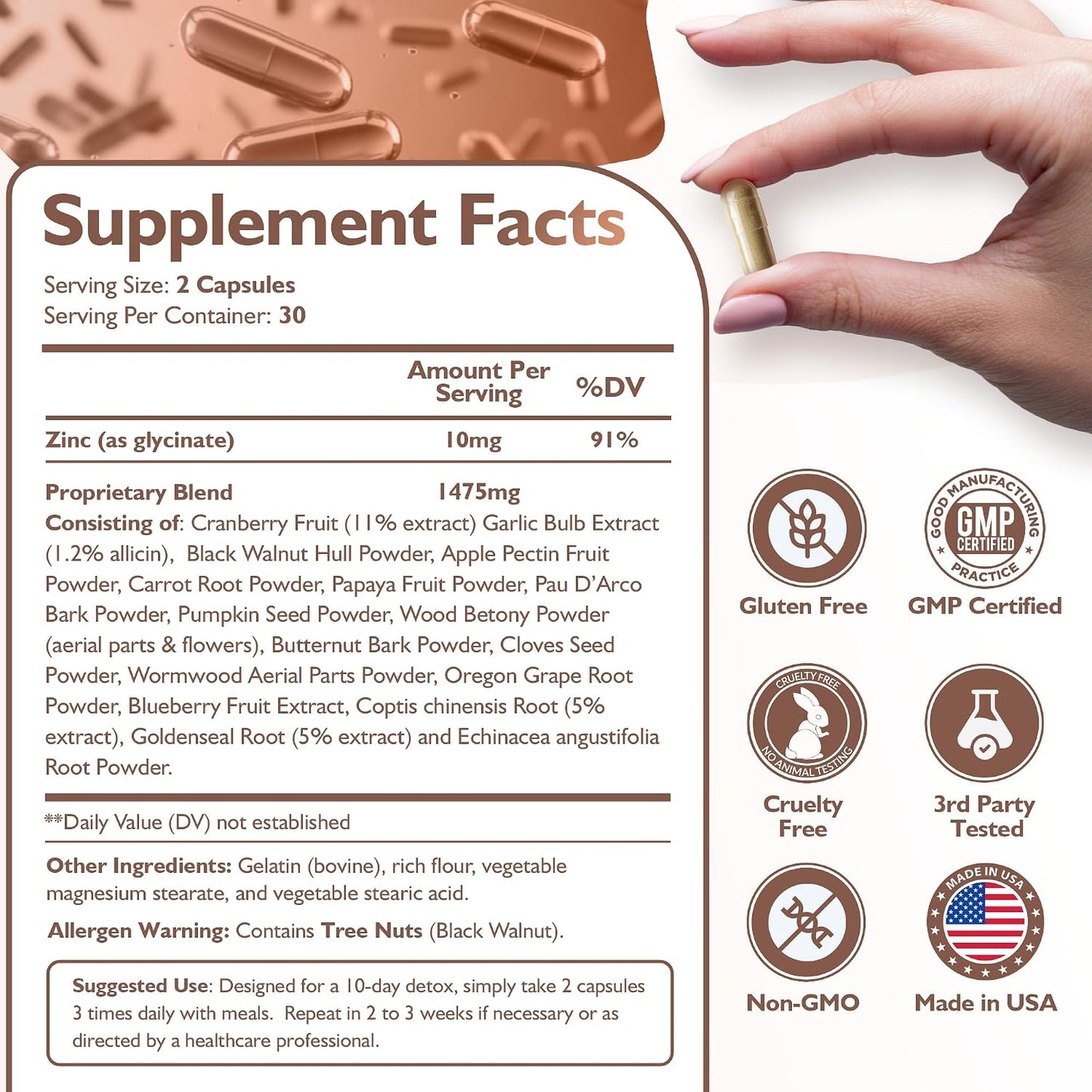 Happee ParaComplex Intestinal Guard for Humans - para Purge Herbal Cleanse for Gut Health & Digestive Balance - with Wormwood, Black Walnut, Garlic & More - 60 Capsules