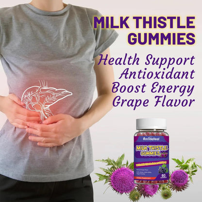 Milk Thistle Gummies 1000mg, Liver Detox, Antioxidant Support,60 Count | Milk Thistle Gummies, Milk Thistle Extract 1000mg, Liver Detox, Antioxidant Support, Milk Thistle Supplement, 60 Count