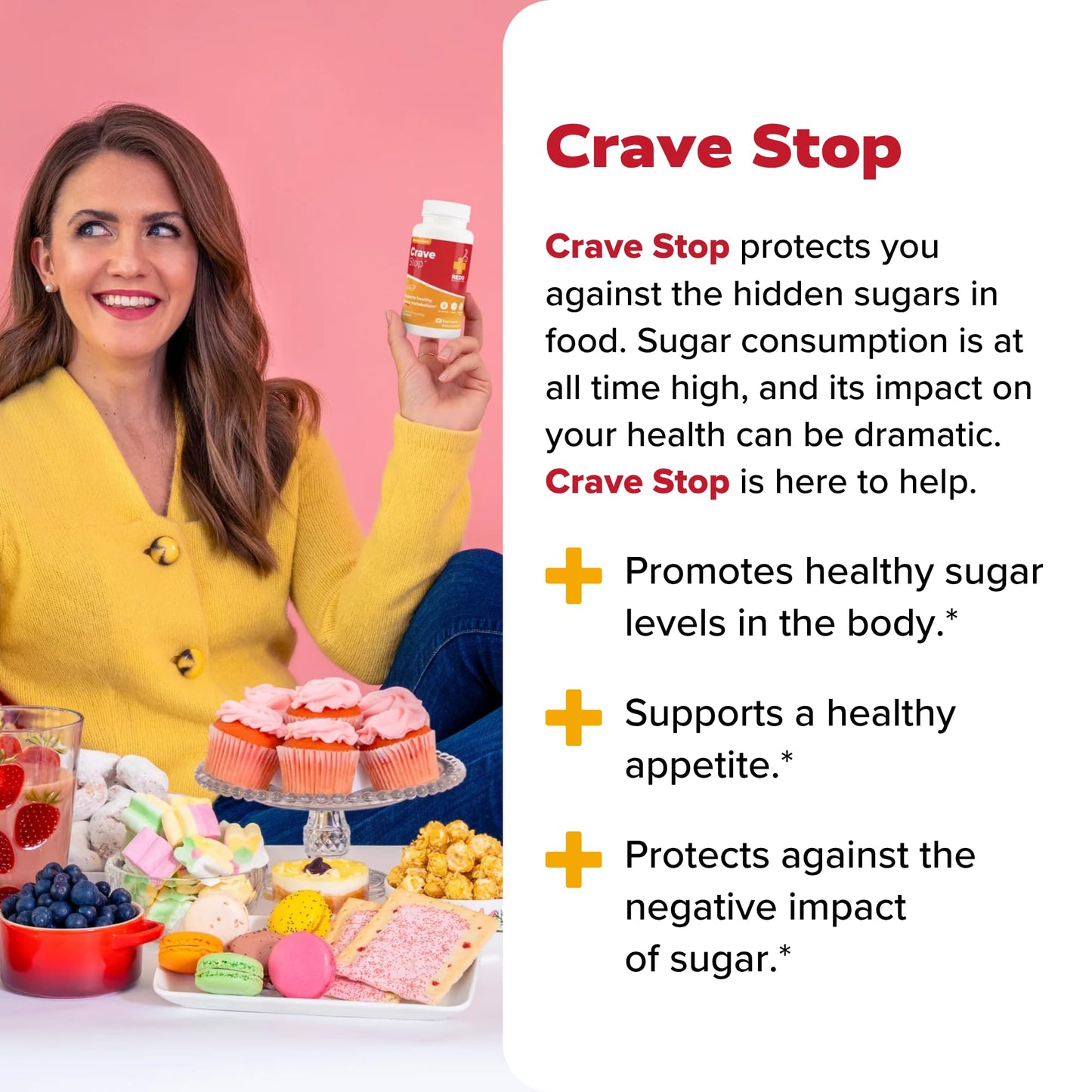 Redd Remedies Crave Stop, Helps Manage Sugar Cravings and Appetite, 60 Vegan Capsules