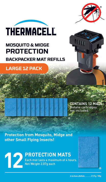 Thermacell-Store A032916 Cartridge-Free Backpacker, Grey & Large 12 Pack (Mats)