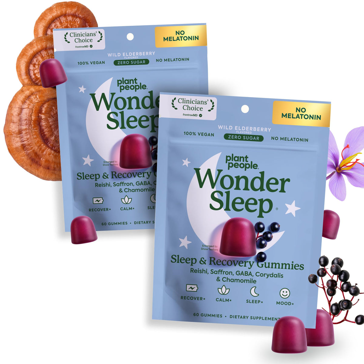 Plant People WonderSleep Mushroom Gummies Supplement for Sleep, 60ct