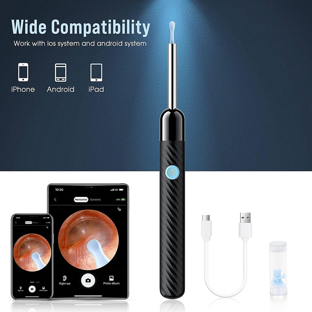 Ear Wax Removal - Earwax Remover Tool with 8 Pcs Ear Set - (Grey)