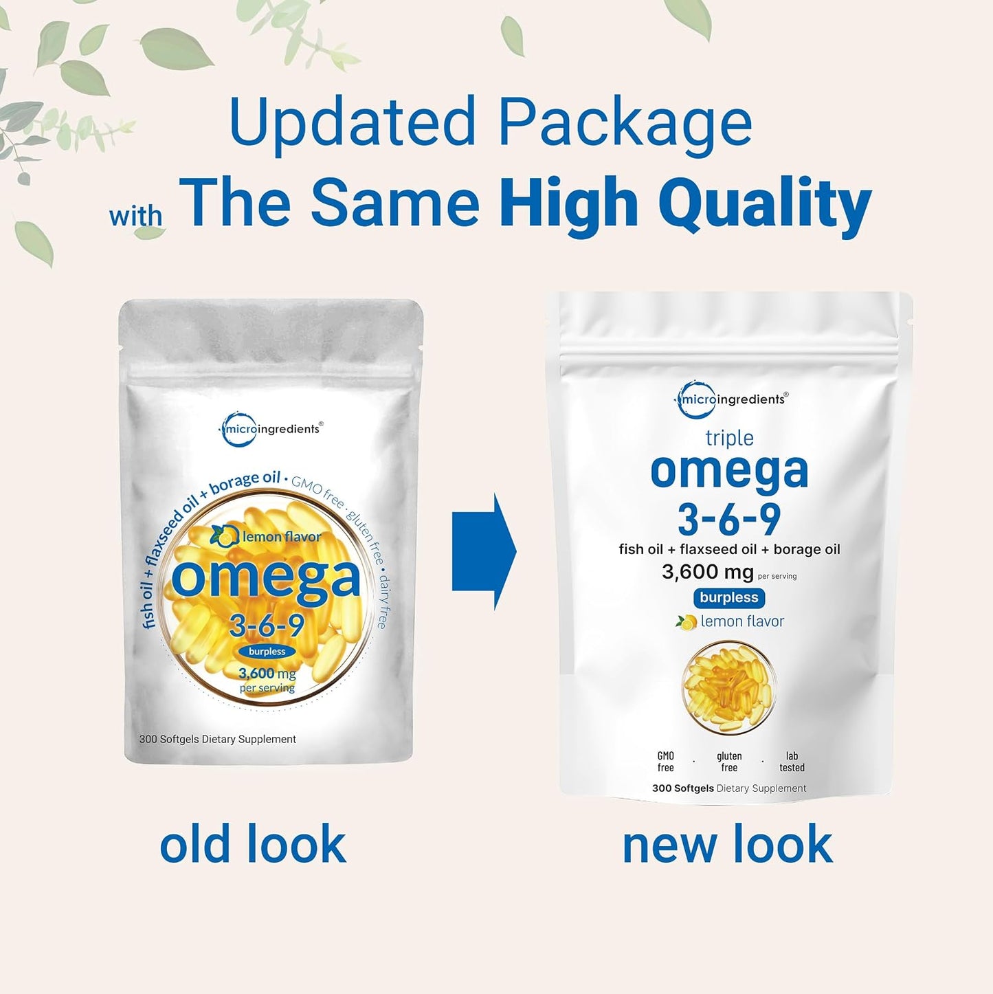Ultra Omega 3-6-9 3600mg Per Serving, 300 Burpless Softgels | Lemon Flavor – Blend of Fish, Flaxseed, Borage Oils | Bioavailable Source, Non-GMO, No Gluten, Mercury Free