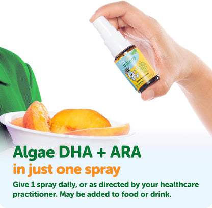 Ddrops Baby Algae DHA + ARA - 30 Sprays - Omega Essential Fatty Acids Support Brian and Eye Development - No Artificial Preservatives, Flavors or Colors
