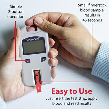 CardioChek Cholesterol Home Test System Bundle, Fast 45-Second Testing | CardioChek At-Home Analyzer, PTS Panels Cholesterol At-Home Self-Test Strips (25 Tests), Capillary Tubes (25 Count)