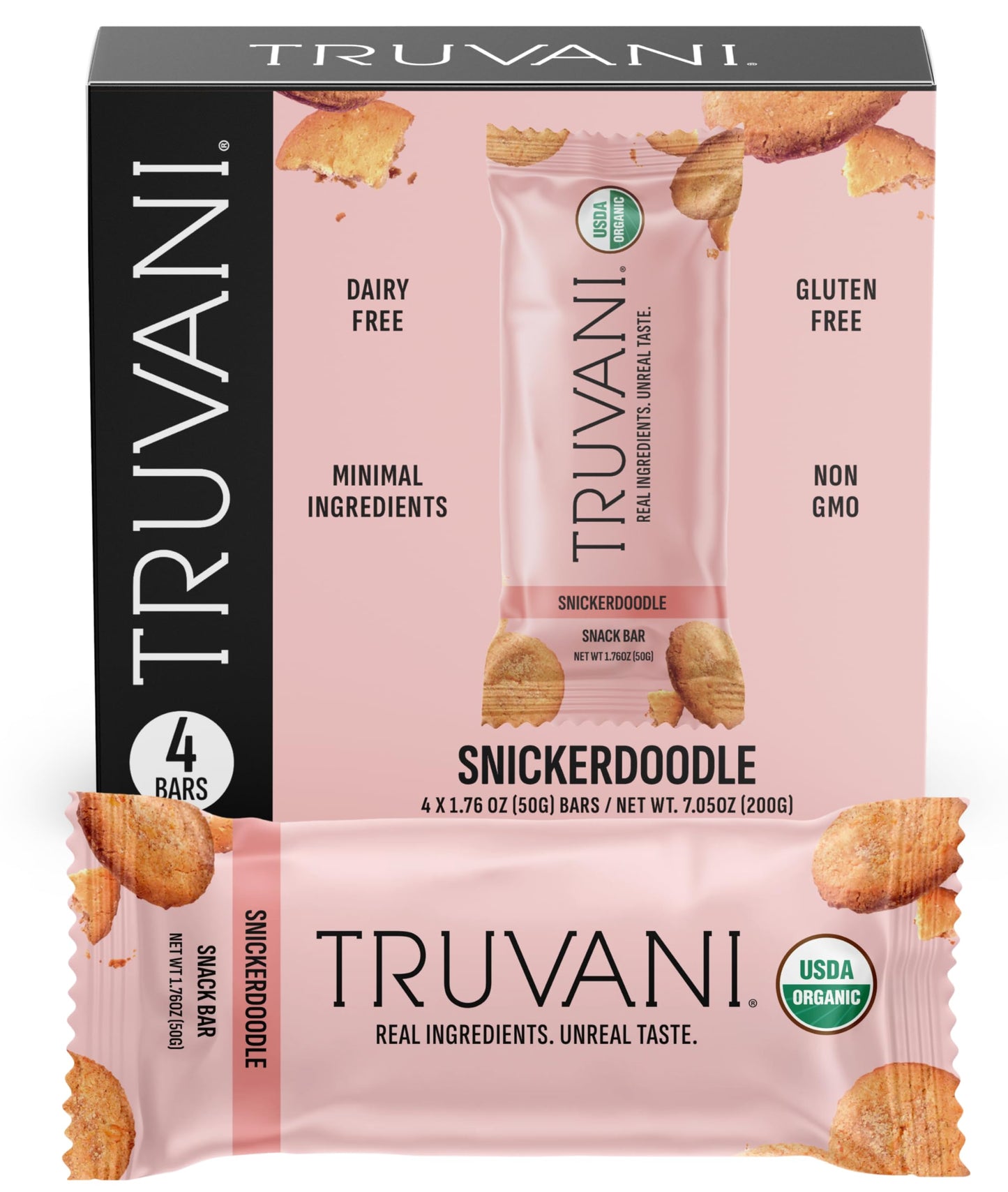 Truvani Plant Based Snack Bars | Variety | 12 Pack | Vegan | 5-8g Protein | USDA Organic and Vegan | Dairy, Soy, and Gluten Free | Individually Wrapped