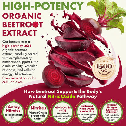 Beet Root Gummies, 17-IN-1 Liposomal Beetroot Superfood with CoQ10, Grape Seed, L-Citrulline, PQQ, Methyl B12, B6, Magnesium, Ginseng, Nitric Oxide Supplements for Circulation, Energy & Immune, 2Pack