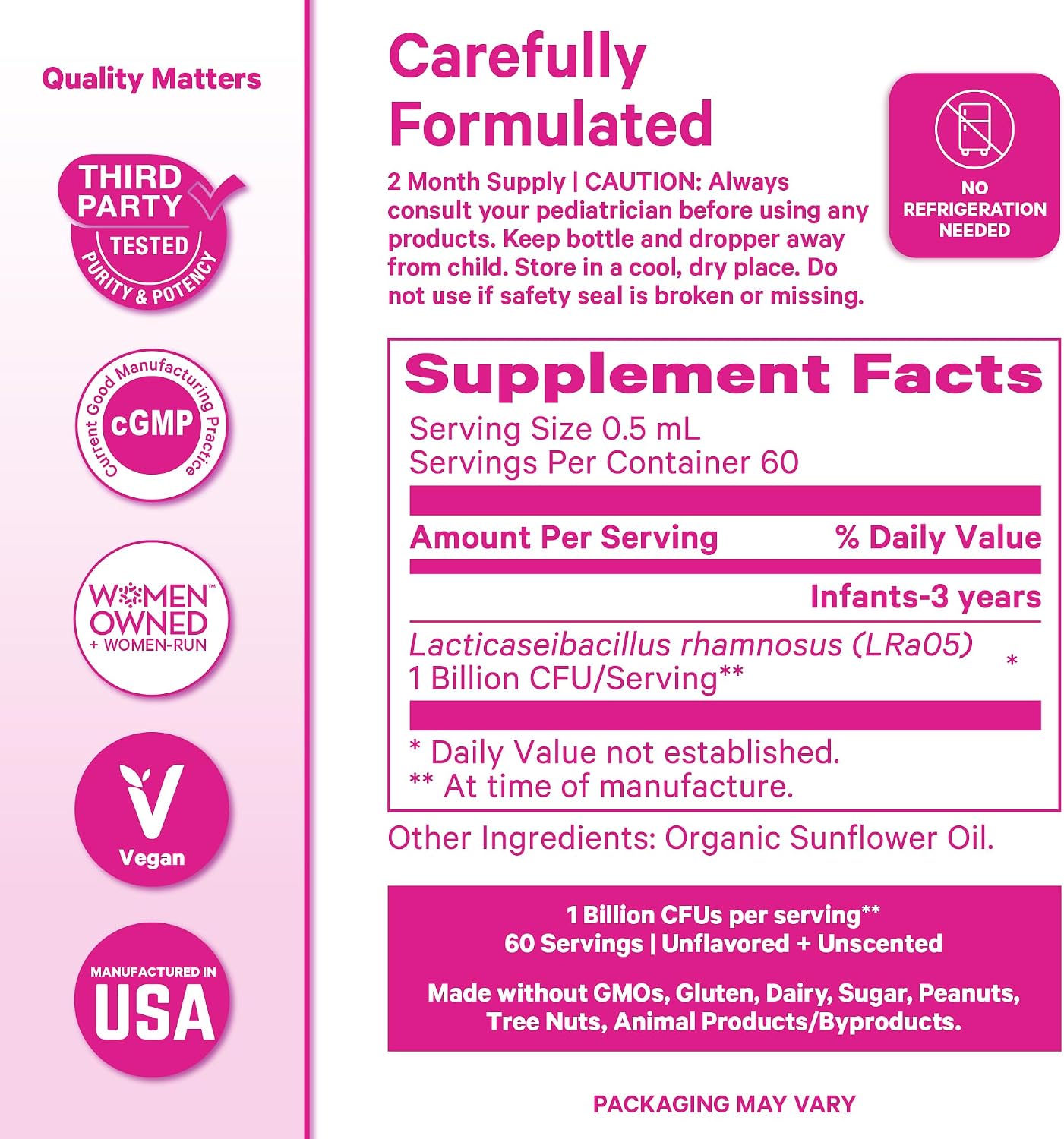 Pink Stork Baby Probiotic Drops, Newborn, Infant & Toddler Probiotics to Help Aid Digestion and Constipation Support, Newborn Essentials - 1 fl oz, 2 Month Supply