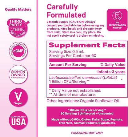 Pink Stork Baby Probiotic Drops, Newborn, Infant & Toddler Probiotics to Help Aid Digestion and Constipation Support, Newborn Essentials - 1 fl oz, 2 Month Supply