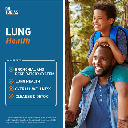 Dr. Tobias Lung Health Respiratory Support 60 Capsules | Lung Supplement | Lung Cleanse, Bronchial & Immune Support | Vitamin C + Butterbur + Quercetin + Bromelain | 60 Servings