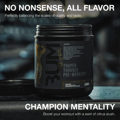 RAW Thuper Thavage Pre Workout Powder - High-Stim Preworkout with Creatine, Beta Alanine, L-Citrulline & Caffeine - Chris Bumstead Gym & Fitness Supplement for Men & Women - Watermelon Grape