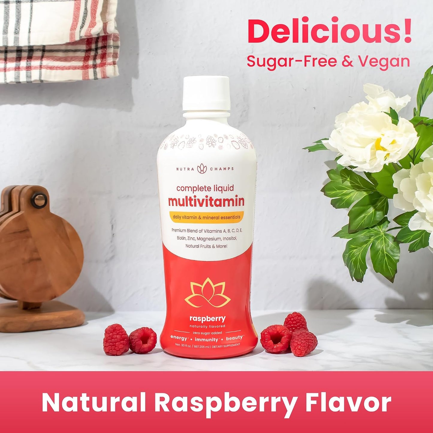 NutraChamps Complete Liquid Multivitamins | No Added Sugar | Vitamins for Women | Vegan Liquid Vitamin Multimineral Supplement | Energy, Immunity & Beauty