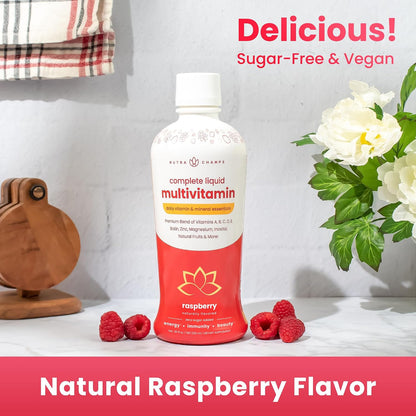 NutraChamps Complete Liquid Multivitamins | No Added Sugar | Vitamins for Women | Vegan Liquid Vitamin Multimineral Supplement | Energy, Immunity & Beauty