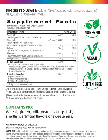 Rainbow Light Magnesium Calcium + Supplement | 180 Tablets | Real Food Nutrients & Digestive Complex | Supports Healthy Magnesium Levels, Bones & Muscles