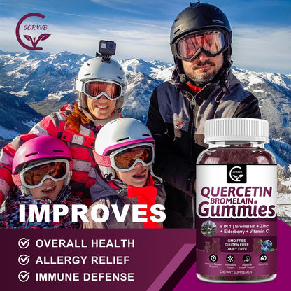 (2 Pack) Quercetin Gummies - Quercetin with Bromelain 2378mg - Blend with Elderberry, Echinacea Purpurea Extract, Zinc, Vitamin C,D3,K2, Complex Supports Immune, Cardiovascular & Respiratory Function
