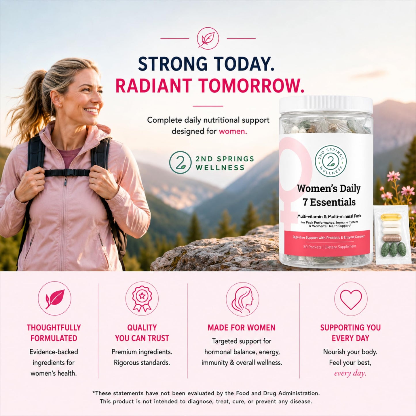Daily 7 Essentials Men's Vitamin Pack - 30 Packets | Adult Multivitamin & Multimineral Supplement Pack - 30 Packets