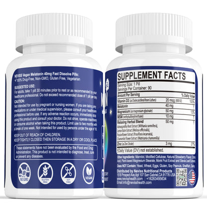 NEVISS Melatonin 50 mg for Adults - Extra Strength 9-in-1 Fast Dissolve Sublingual - High Dose with Magnesium Glycinate, Vitamin D3, Ashwagandha, Lemon Balm, Chamomile, Sugar Free,Vegan 120 Tablets
