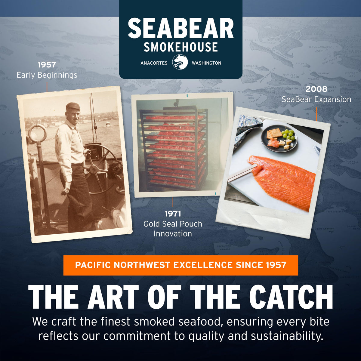 SeaBear Smoked Salmon Trio 18oz (3 x 6oz) Fillets Gift Box – Wild Alaska Sockeye, Wild Pink & Coho Fillets, Shelf Stable, Ready to Eat, 18 Ounce (3 x 6 Ounce) Filets
