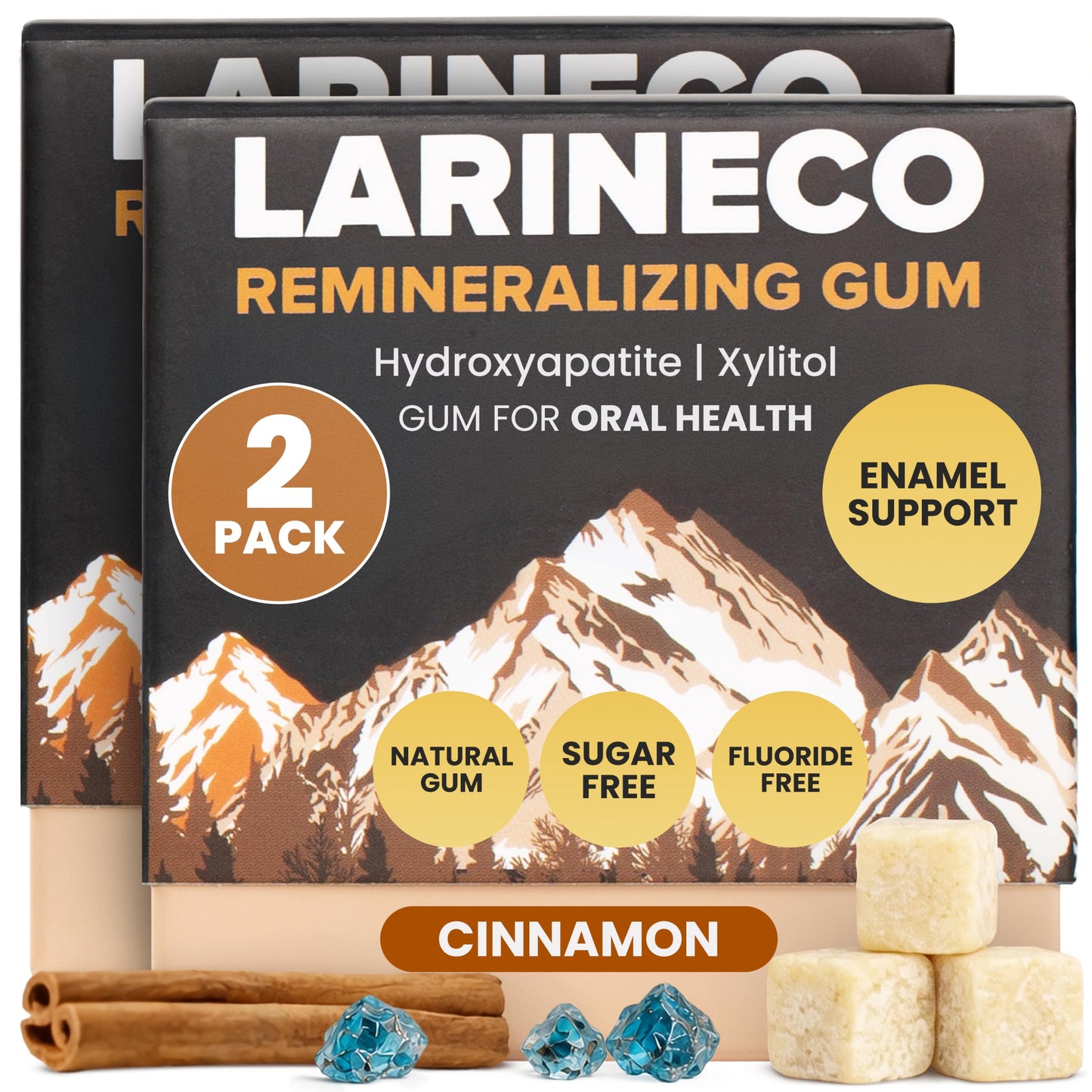 Larineco Remineralizing Gum with Nano Hydroxyapatite & Xylitol – Sugar-Free Xylitol Gum – Plastic-Free, Dye-Free, Aspartame-Free – Natural Base – 36 Pieces, Mastic Mint
