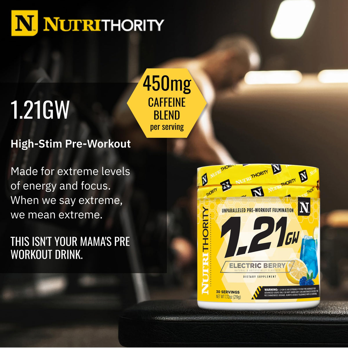 Nutrithority - 1.21GW High Stim Pre Workout Powder for Men (Hawaiian Tango)