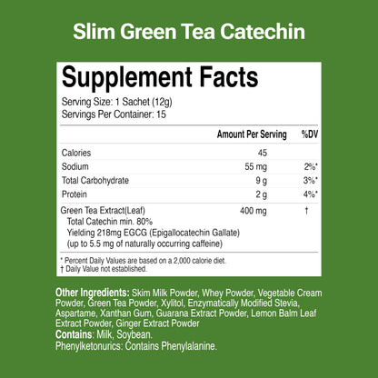 Slim Green Tea Catechin - Matcha Latte Flavor - 15 Pack - Supports Healthy Weight