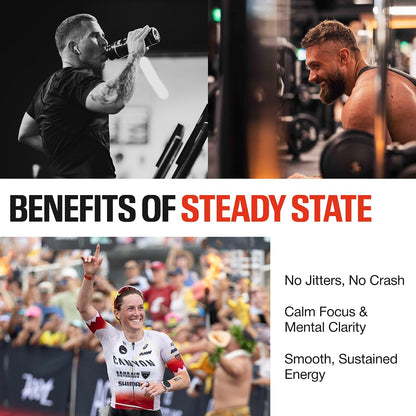 RAW Steady State Low Stim Nootropic Pre Workout Powder for Men & Women - Low Stimulant Neuopathy Supplement for Energy & Focus - No Jitters or Tingles - Natural Extended Release Caffeine - 20 Servings