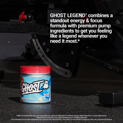 GHOST Legend Pre Workout Powder, Sonic Cherry Limeade - 30 Servings – Pre-Workout for Men & Women with Choline, L-Citrulline, & Beta Alanine for Energy & Focus