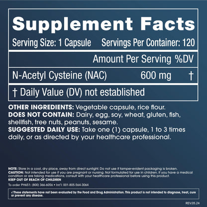 ProHealth Pure NAC – N-Acetyl Cysteine – Liver and Immune Support, Antioxidant and Glutathione Boost, Cellular Health | 600 mg per Capsule | 120 Servings | Third-Party Tested