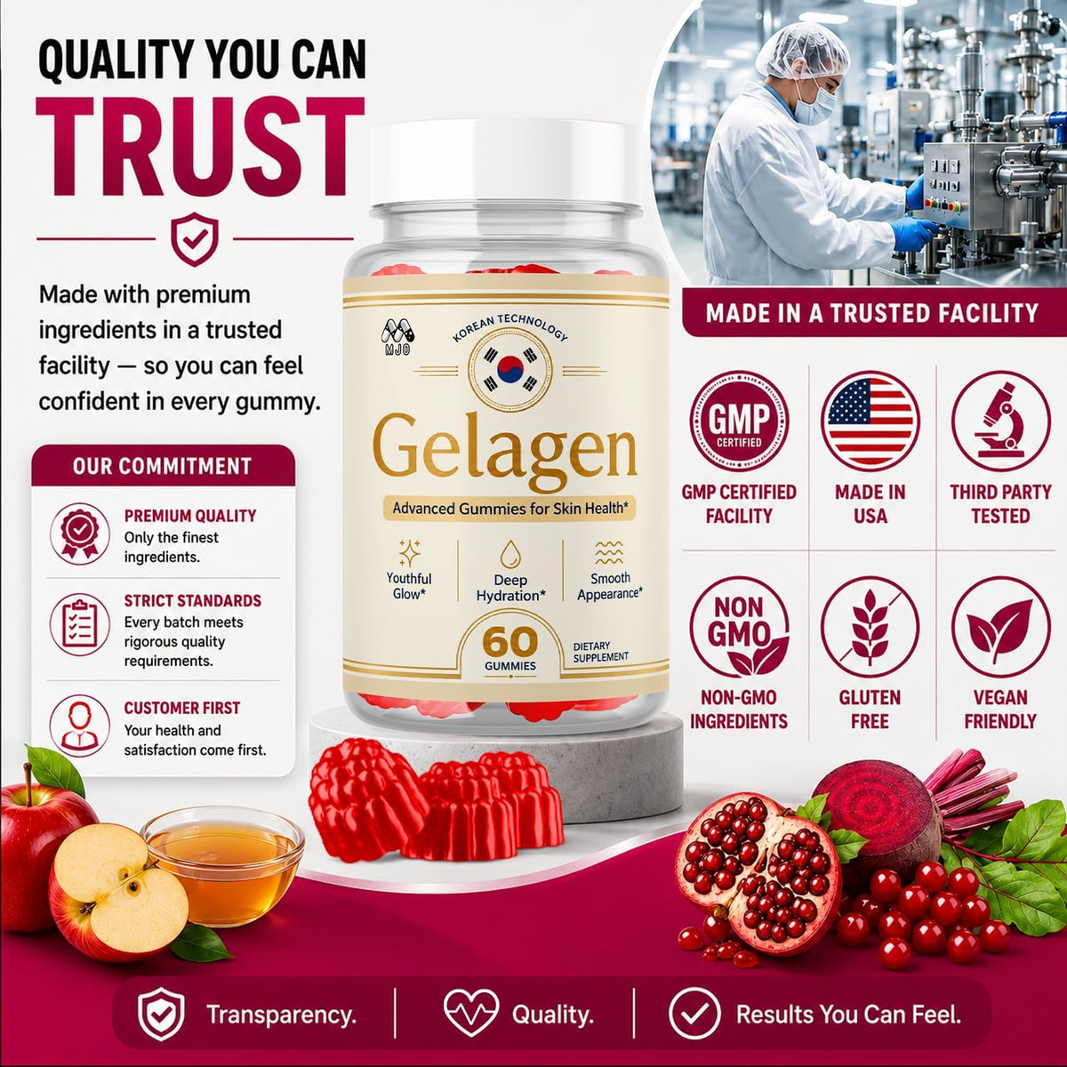 Gelagen Gelatin Gummies, Gelagen Koreana Advanced Skin Health, 60 Gummies