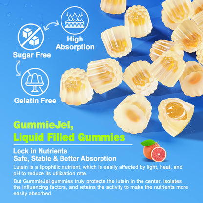 Lutein 20mg 40mg and Zeaxanthin Supplements for Eyes, Lutein Gummies with Omega 3, Saffron, Zinc, Bilberry & Goji Berry for Vision Support - Eye Vitamins Gummies for Seniors - Vegan, Sugar Free, 60ct