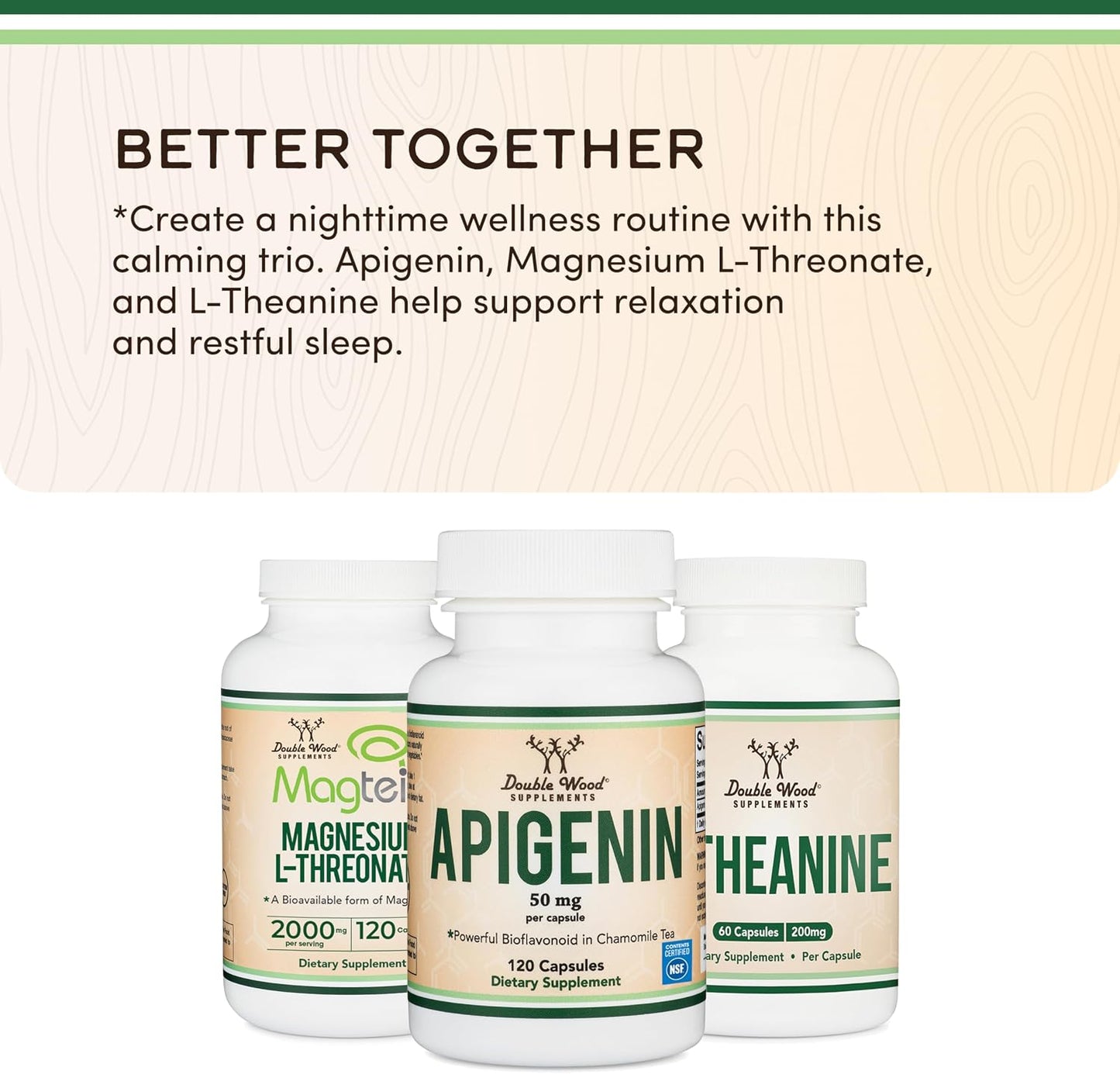 Apigenin Supplement - 50mg per Capsule, 120 Count (Powerful Bioflavonoid Found in Chamomile Tea for Relaxation, Sleep, and Mood) Senolytic Flavonols for Aging (Gluten Free) by Double Wood