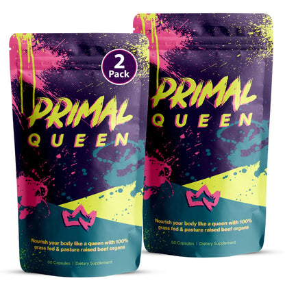 Primal Queen Beef Organ Superfood, Grass-Fed Liver Kidney Heart for Women | Female-Optimized Blend of 6 Pasture-Raised Organs for Hormone Balance, Energy and Vitality; 3rd-Party Tested