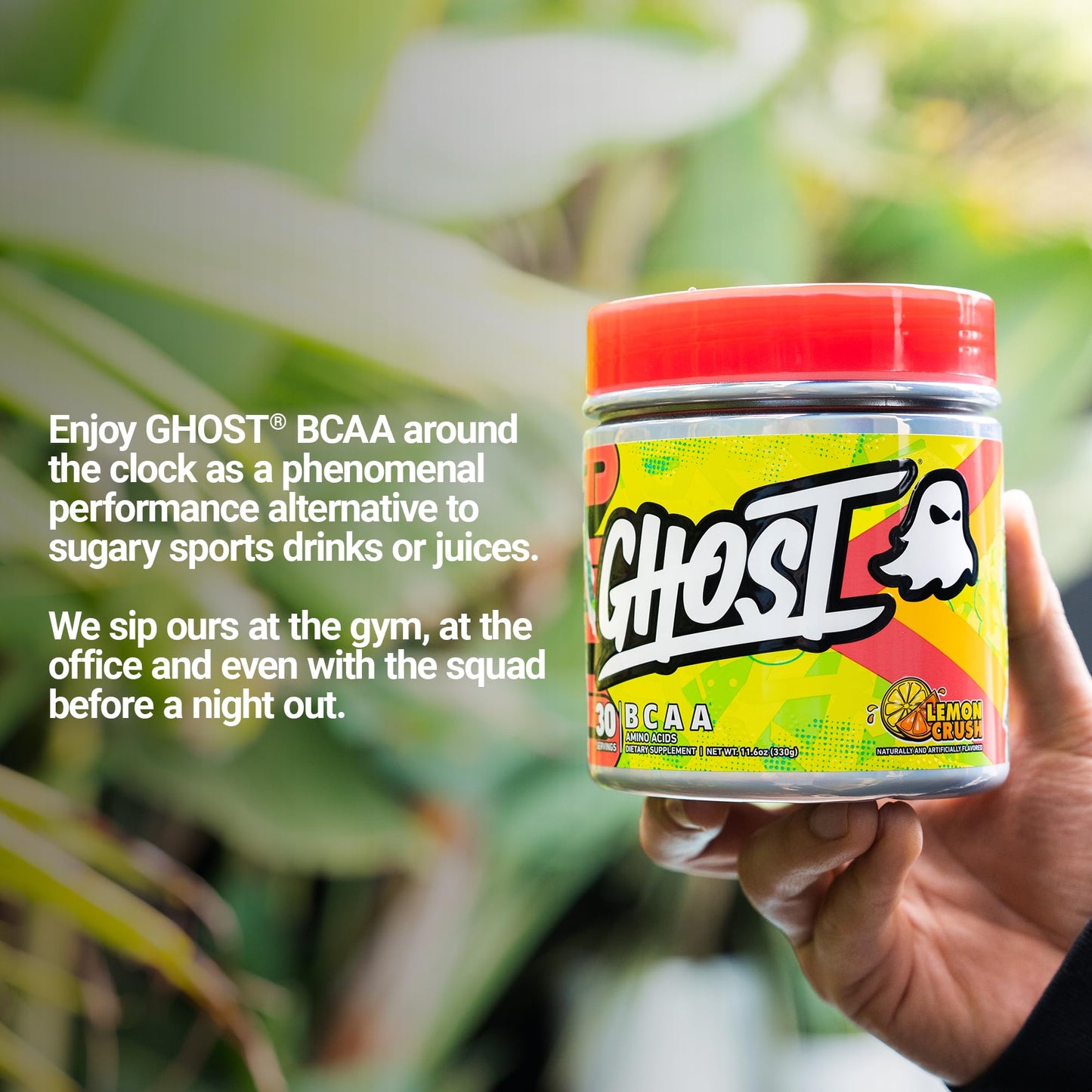 GHOST BCAA Powder Amino Acids Supplement, Sour Strips - 30 Servings - Sugar-Free Intra, Post & Pre Workout Amino Powder & Recovery Drink, 7G BCAA