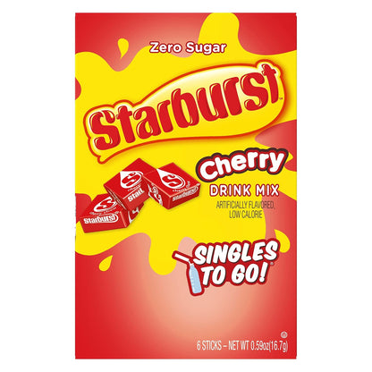 Starburst Cherry Singles To Go Sugar Free Drink Mix Packets - Pack of 6