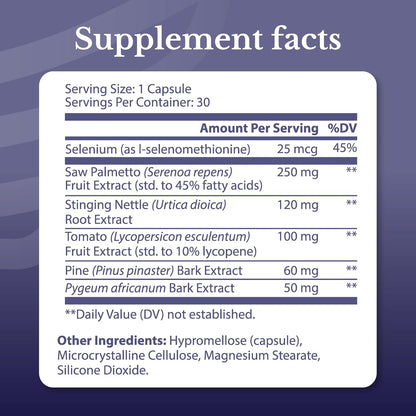 Flow Active | Prostate Health Supplements for Men | Advanced Prostate & Bladder Support, Saw Palmetto, Selenium & Pygeum. 30 Days Supply. 30 Capsules