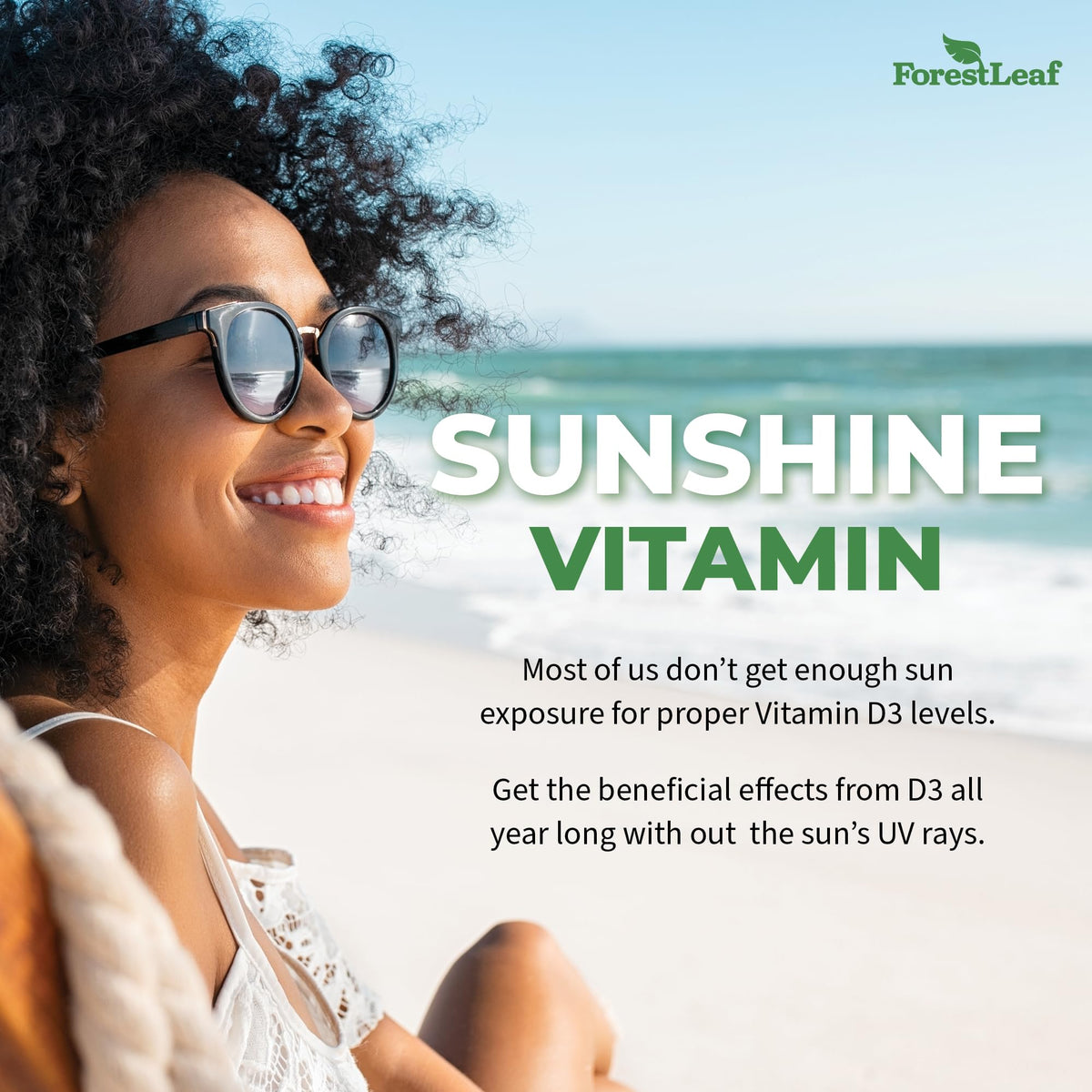 ForestLeaf - Vitamin D3 IU Weekly Supplement - Vitamin D Capsules for Bones