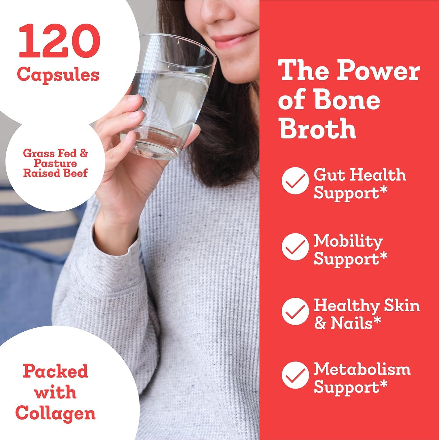 Dr. Kellyann Bone Broth Capsules | 500mg Collagen Per Serving | Supports Gut Health | Joint & Cartilage Repair | Skin Hair Nails | Fasting Support | Grass-Fed Beef | Digestive Wellness | 40 Servings