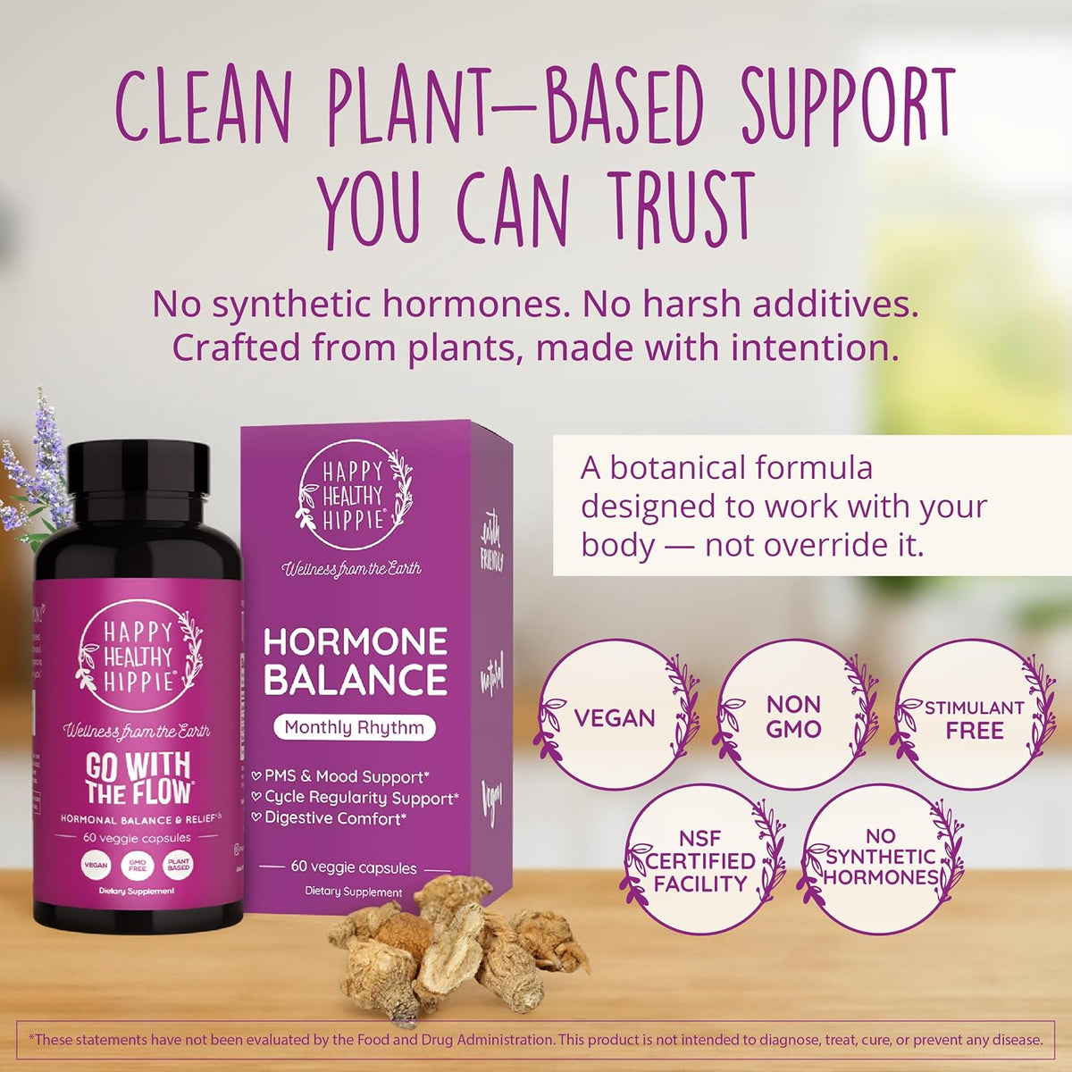 Happy Healthy Hippie Glow for It Astaxanthin Supplement & Go with The Flow Hormone Balance for Women