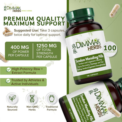 Tendon Mending Pills- Tendon & Ligament Support- Advanced Mobility Formula for Stiffness, Rotator Cuff & Achilles Recovery- Daily Soft Tissue & Injury Repair- TCM Formula