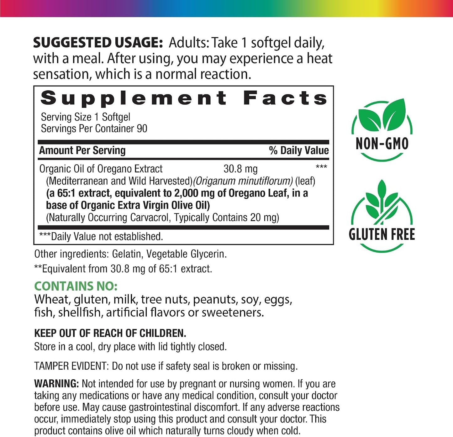 Rainbow Light Oil of Oregano | 90 Softgels | Mediterranean & Wild Harvested Oregano leaf | Contains Naturally Occurring Carvacrol | Non-GMO and Gluten Free